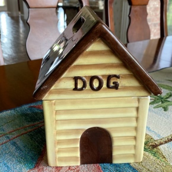 Tops Pet Products (Vintage) Dog Vintage Tops Handpainted Dog House Treat Jar Large Biscuits
